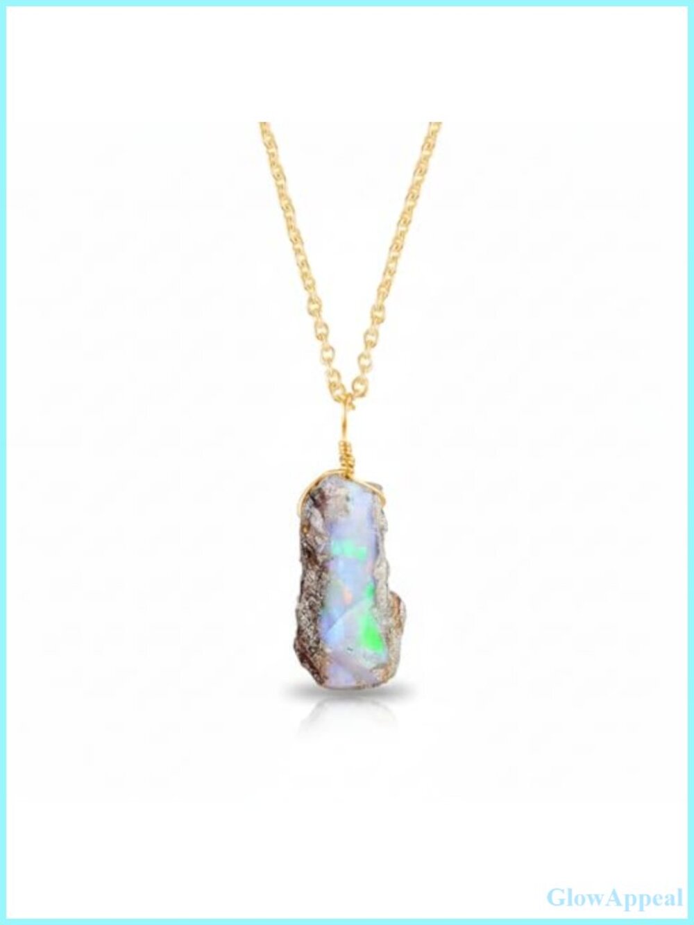 Raw Opal Pendant Necklace Women Genuine Gemstone Boho 16+2 Inch Chain